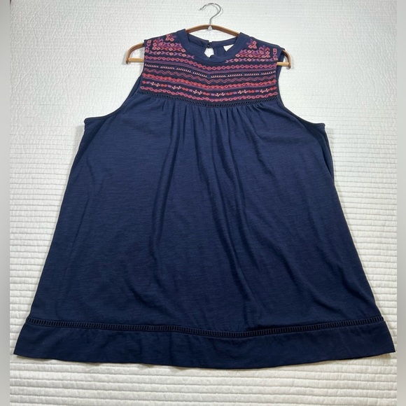 Knox Rose Embroidered Navy Sleeveless Top. Size XXL. - Picture 5 of 7